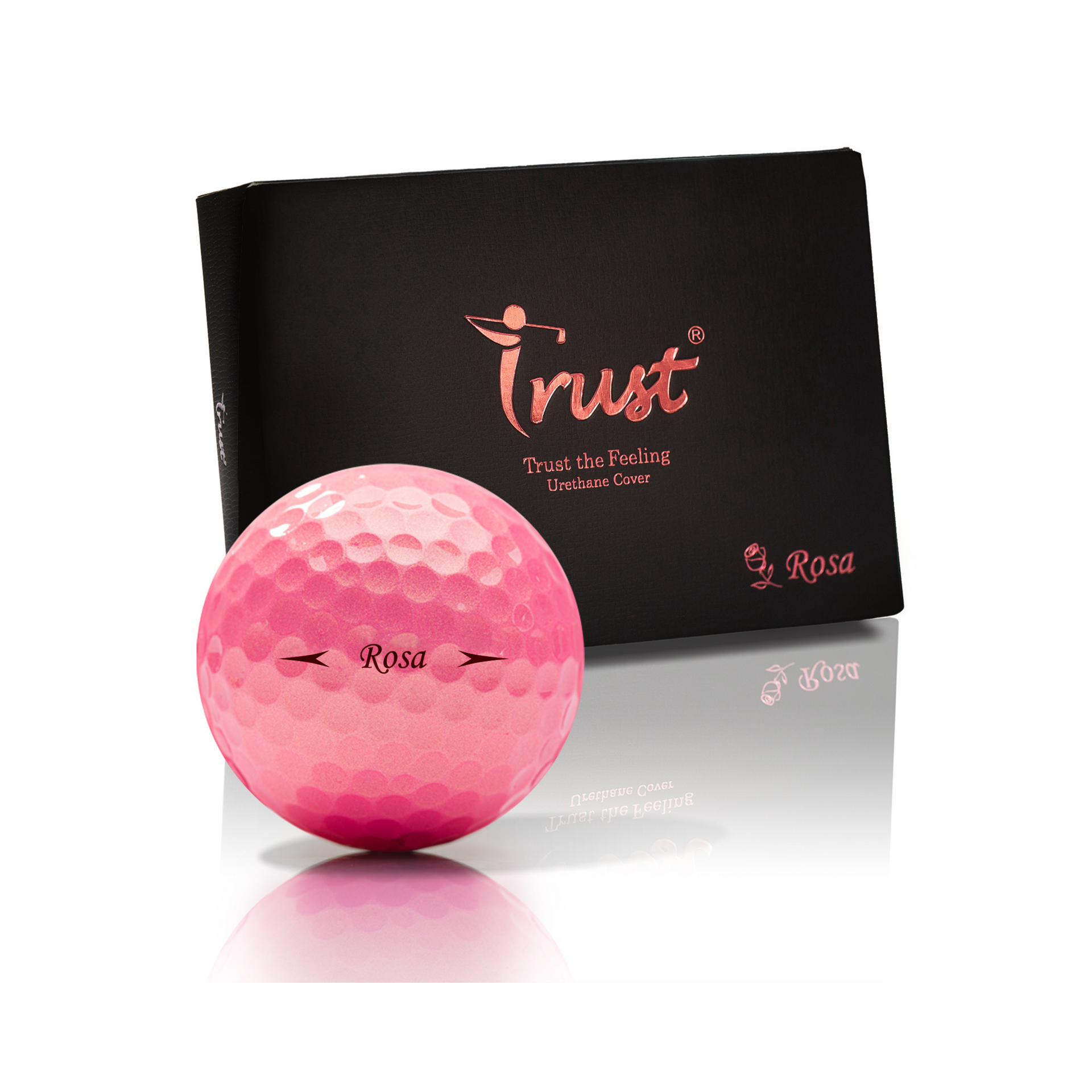 ピンク スタンド式ゴルフバッグ アイアン、パター、ゴルフボール付き TRUST レディース ツアー系 3ピース ウレタンカバー ゴルフボール Rosa